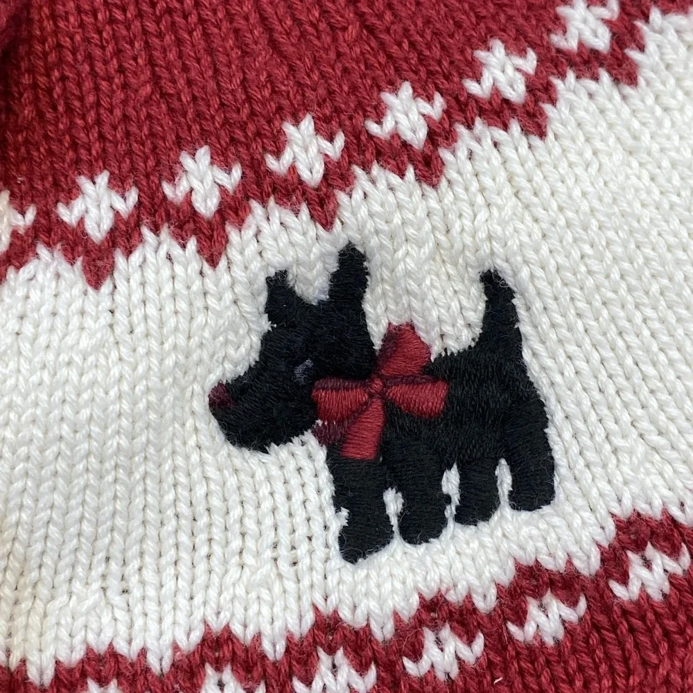 Gymboree Sweater Girls Medium Red Scottie‎ Dog Cardigan Cotton Christmas Holiday